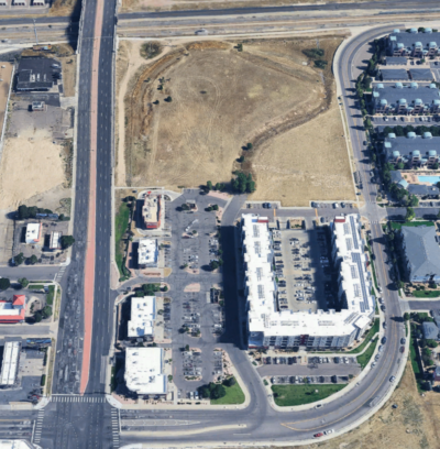 Park Hill Village West affordable housing development aerial view