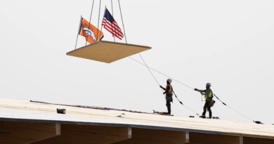 Broncos Park tops out.