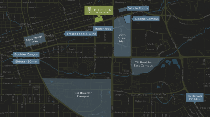 Picea Townhomes location in Boulder map.
