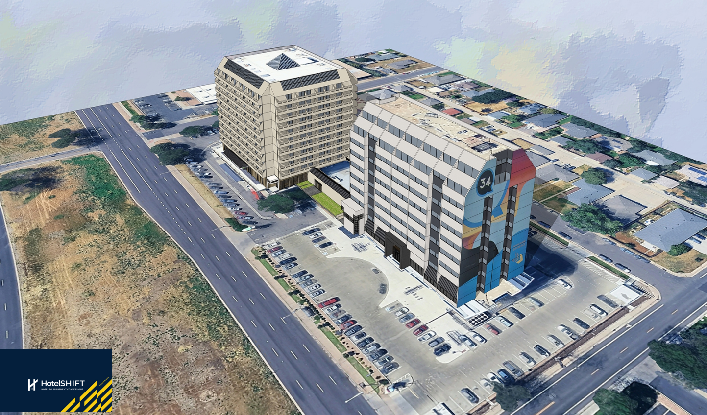 Stapleton hotel conversion to multifamily residential units - rendering.